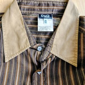 D&G Multicolor Striped Shirt with Beige Collar